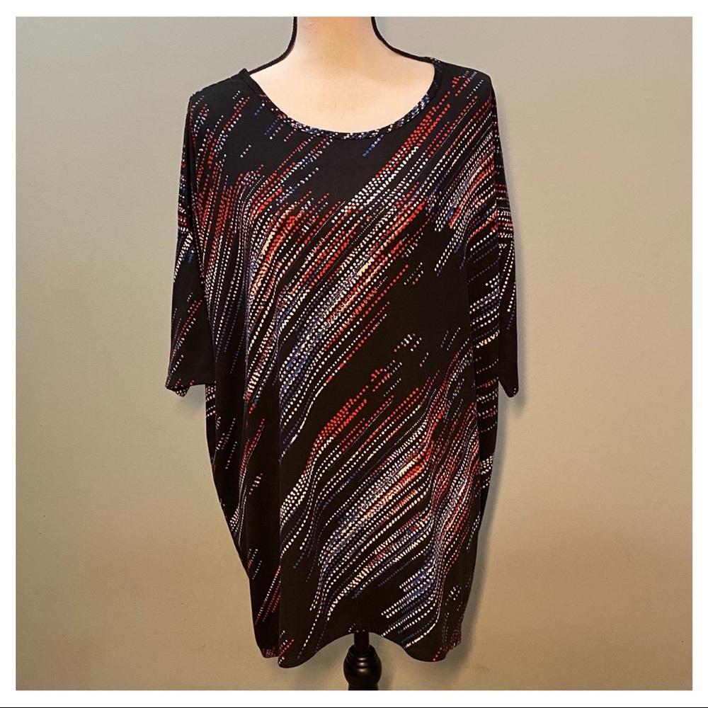 Lula Roe Irma High Low Red White Blue Tunic